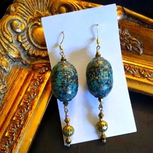 💥AEGEAN SEA - Brass and Crystal Bead Hook Earrings
